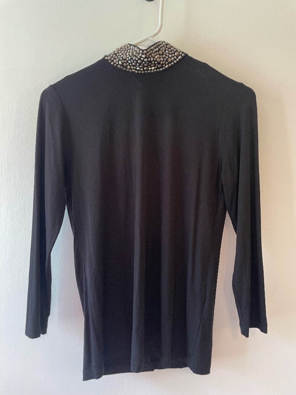 L'AGENCE Maya black embellished mock neck 3/4 sleeve top size S
